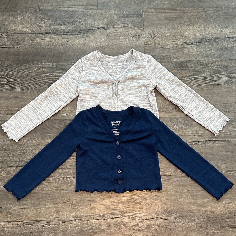 Jumping Beans Size‎ 4 BUNDLE (2) Lettuce Edge Long Sleeve Cardigans